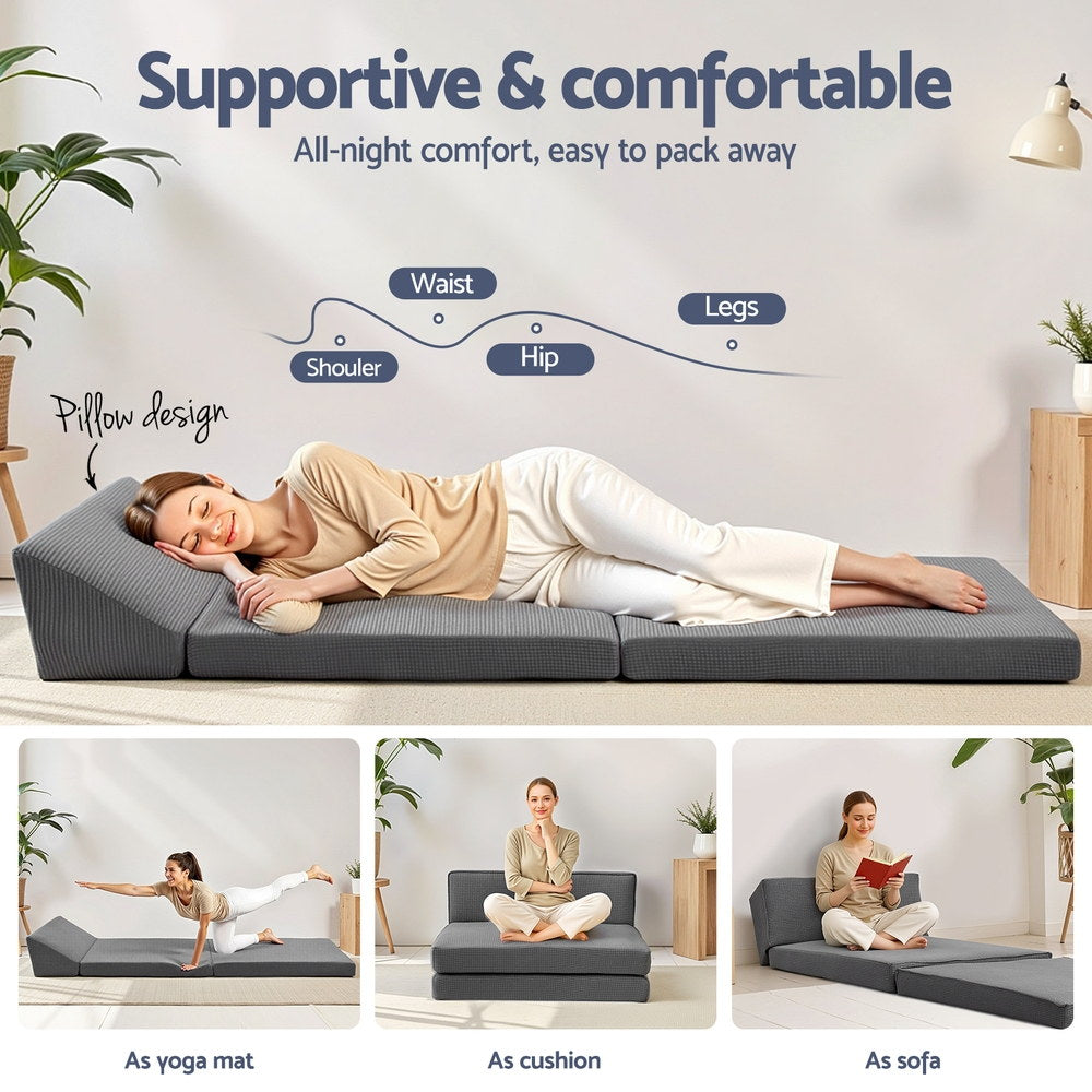 Giselle Trifold Sofa Bed Mattress Grey