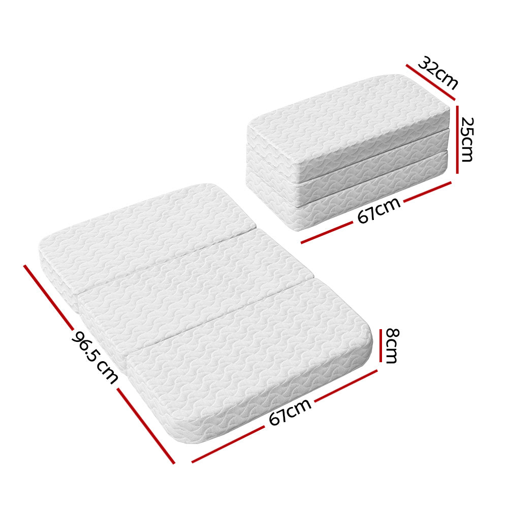 Giselle Bedding Cot Mattress Foldable Foam Cool Gel White