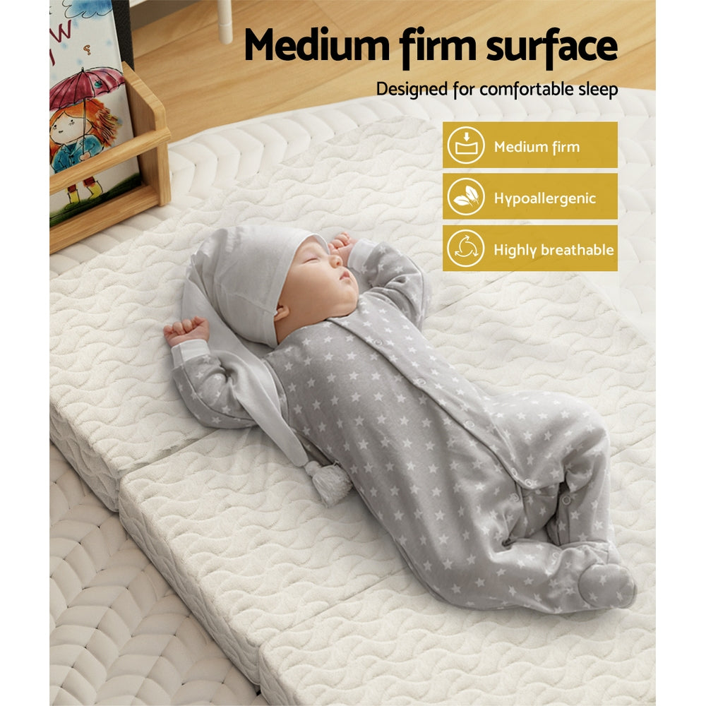 Giselle Bedding Cot Mattress Foldable Foam Cool Gel White