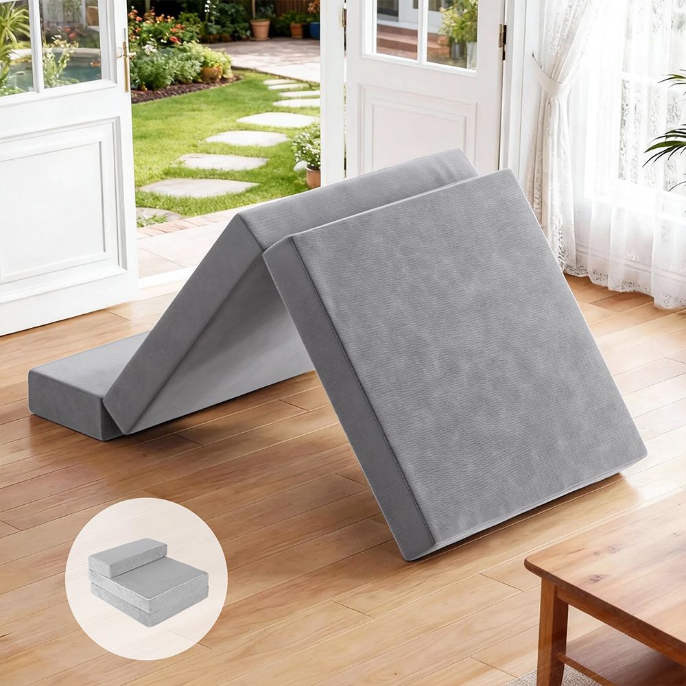 Giselle Bedding Foldable Foam Mattress 180cm Light Grey