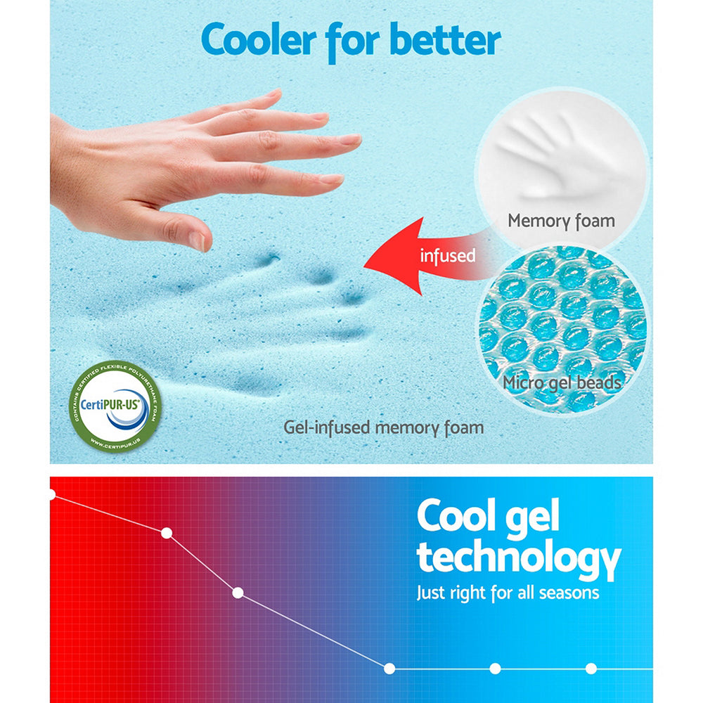 Belle King Single Mattress Cool Gel Memory Foam 25cm