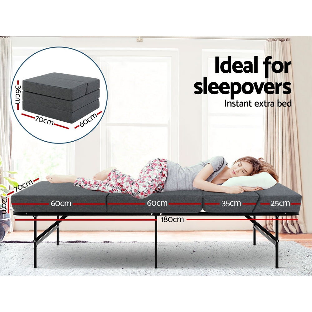 Giselle Bedding Foldable Foam Mattress Floor Mat Dark Grey
