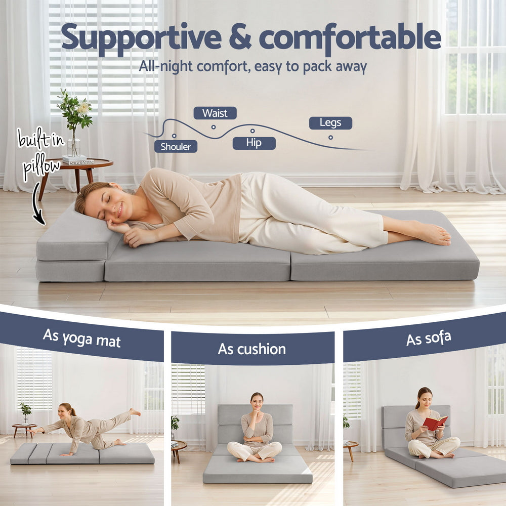 Giselle 4-Fold Foldable Mattress Sofa Bed Grey