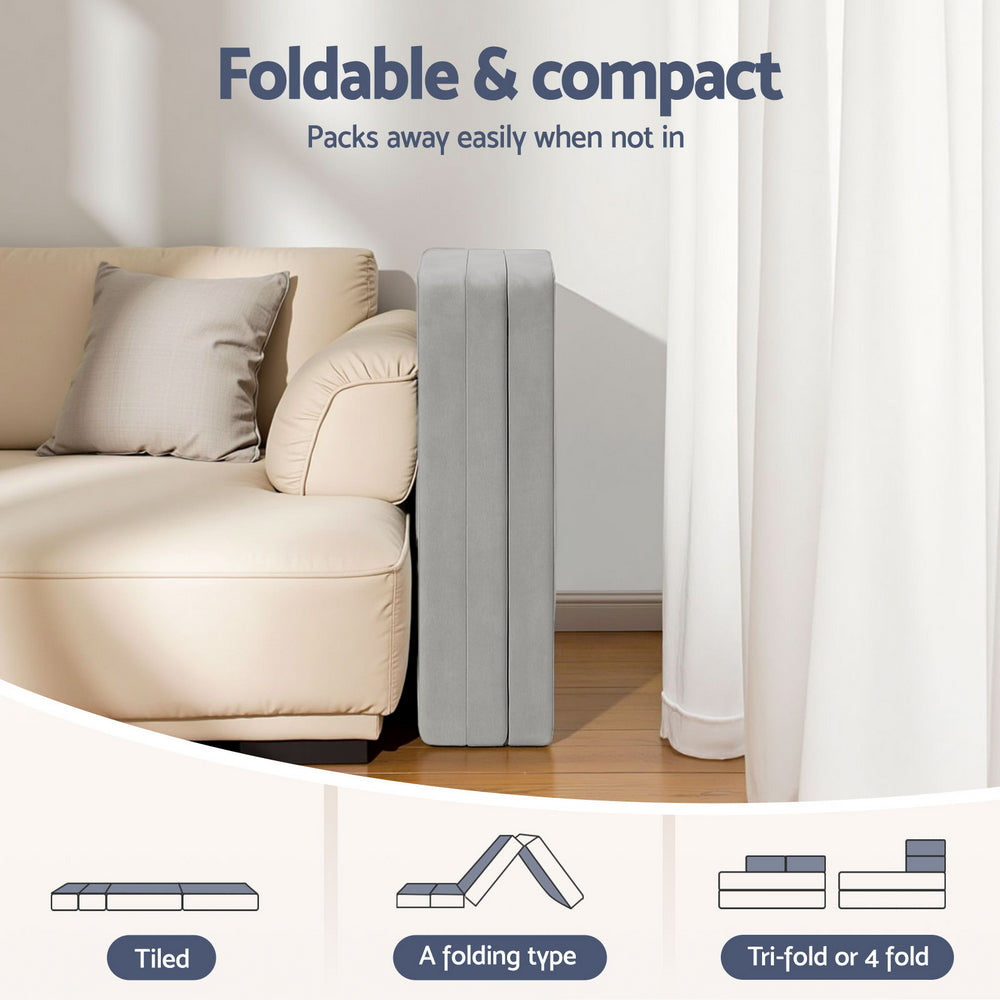 Giselle 4-Fold Foldable Mattress Sofa Bed Grey