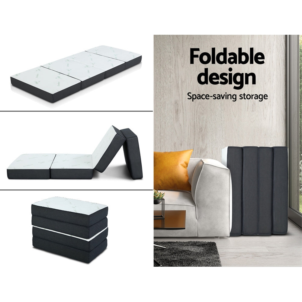 Giselle Bedding Foldable Foam Sofa Bed Bamboo White/Grey