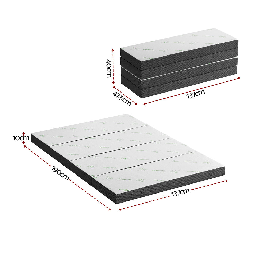 Giselle Double Foldable Foam Mattress Bamboo White/Grey