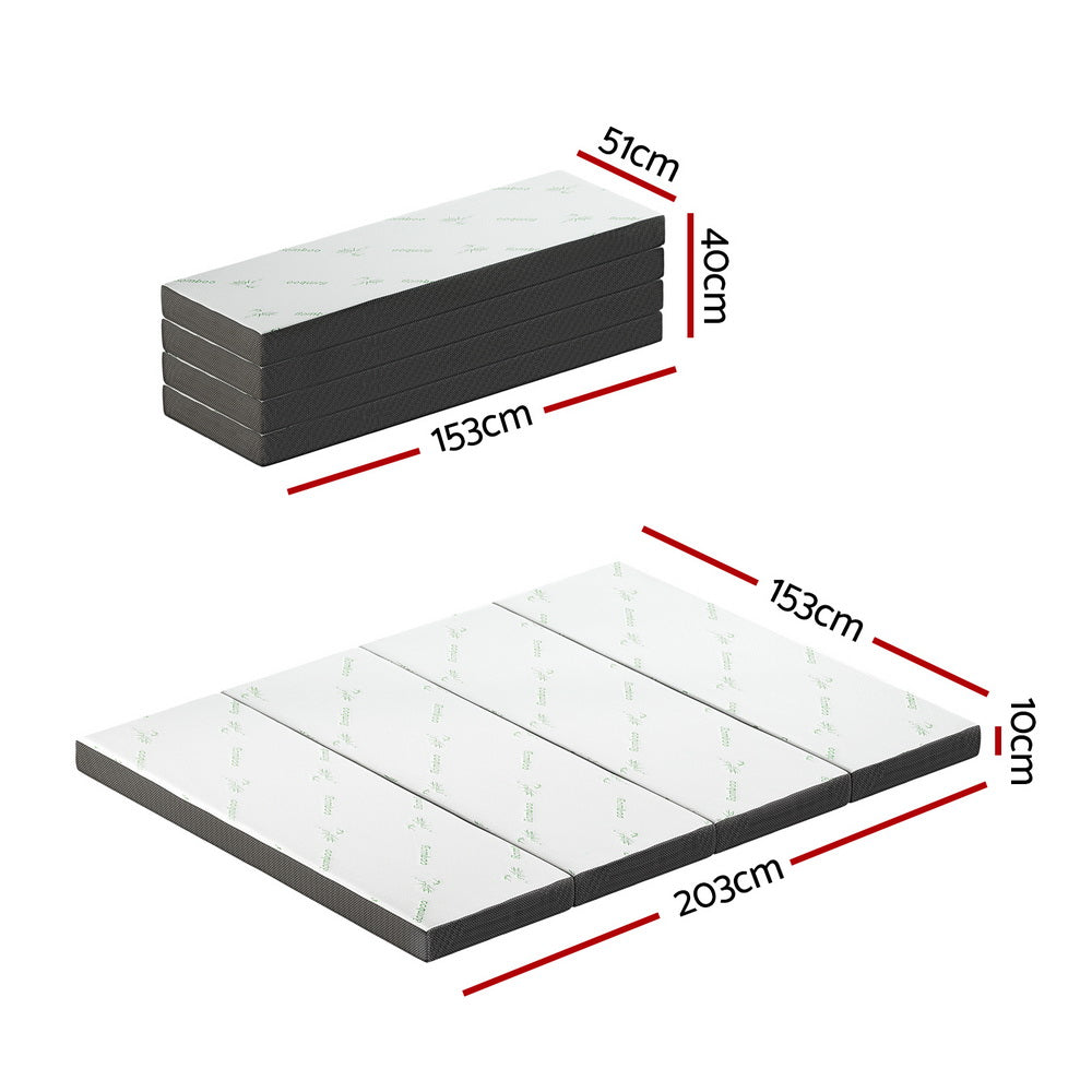 Giselle Queen Foldable Mattress Bamboo Foam White/Grey