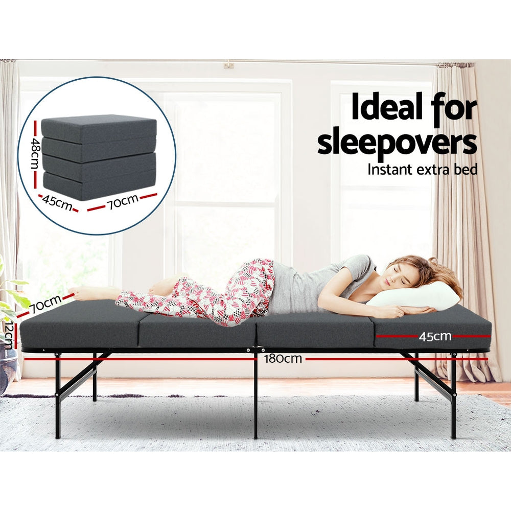 Giselle Single Folding Foam Mattress Convertible Sofa Grey