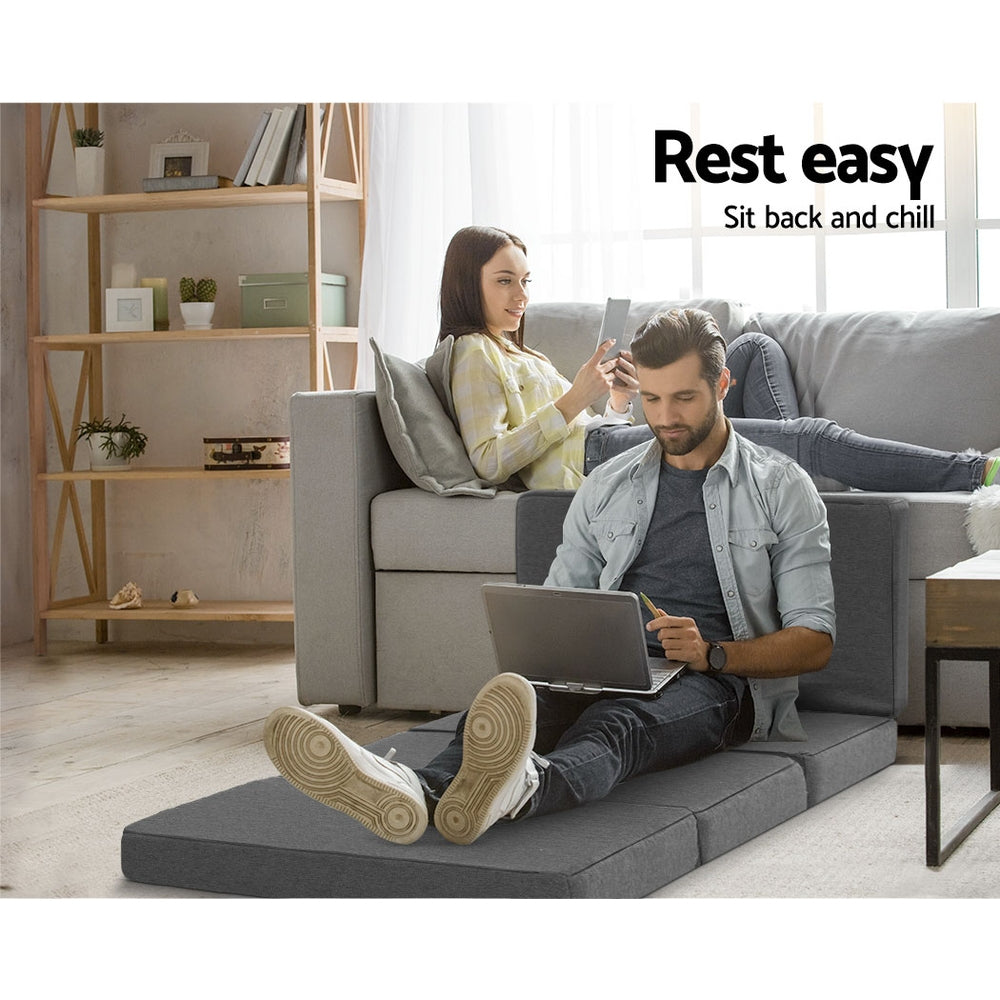Giselle Single Folding Foam Mattress Convertible Sofa Grey