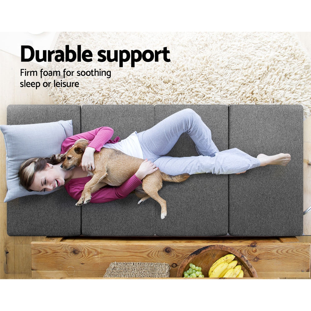 Giselle Single Folding Foam Mattress Convertible Sofa Grey