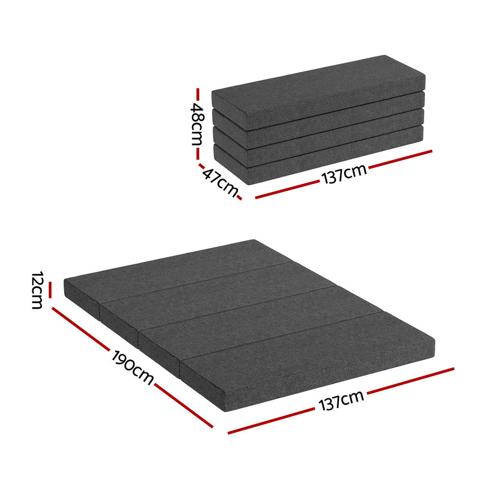 Giselle Double Foldable Foam Mattress Portable Grey