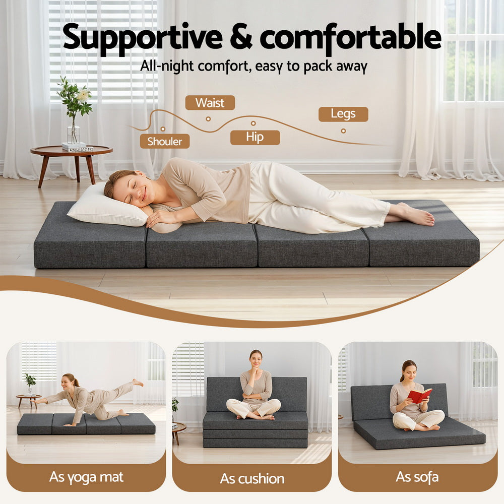 Giselle Double Foldable Foam Mattress Portable Grey