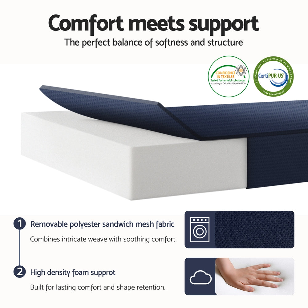Giselle Double Foldable Mattress Foam Portable Floor Mat Blue