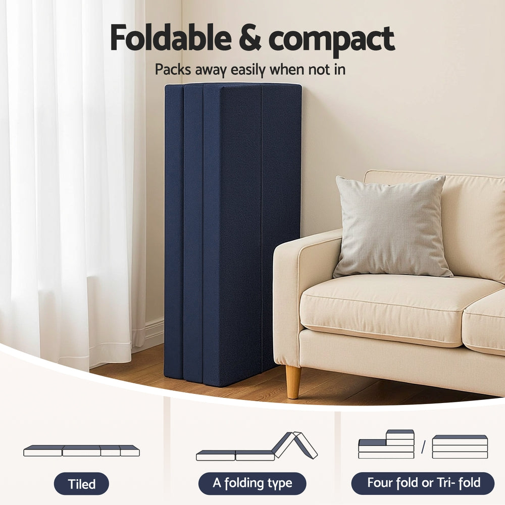 Giselle Double Foldable Mattress Foam Portable Floor Mat Blue