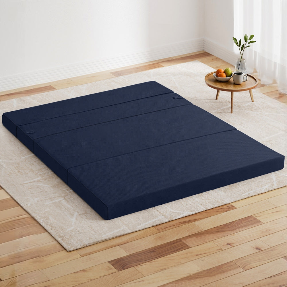 Giselle Double Foldable Mattress Foam Portable Floor Mat Blue