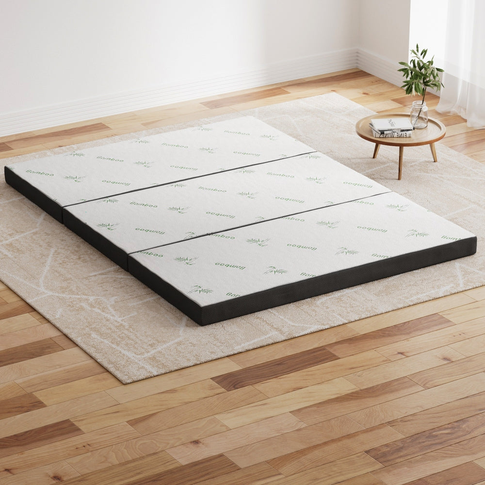 Giselle Queen Foldable Foam Mattress Bamboo White/Grey