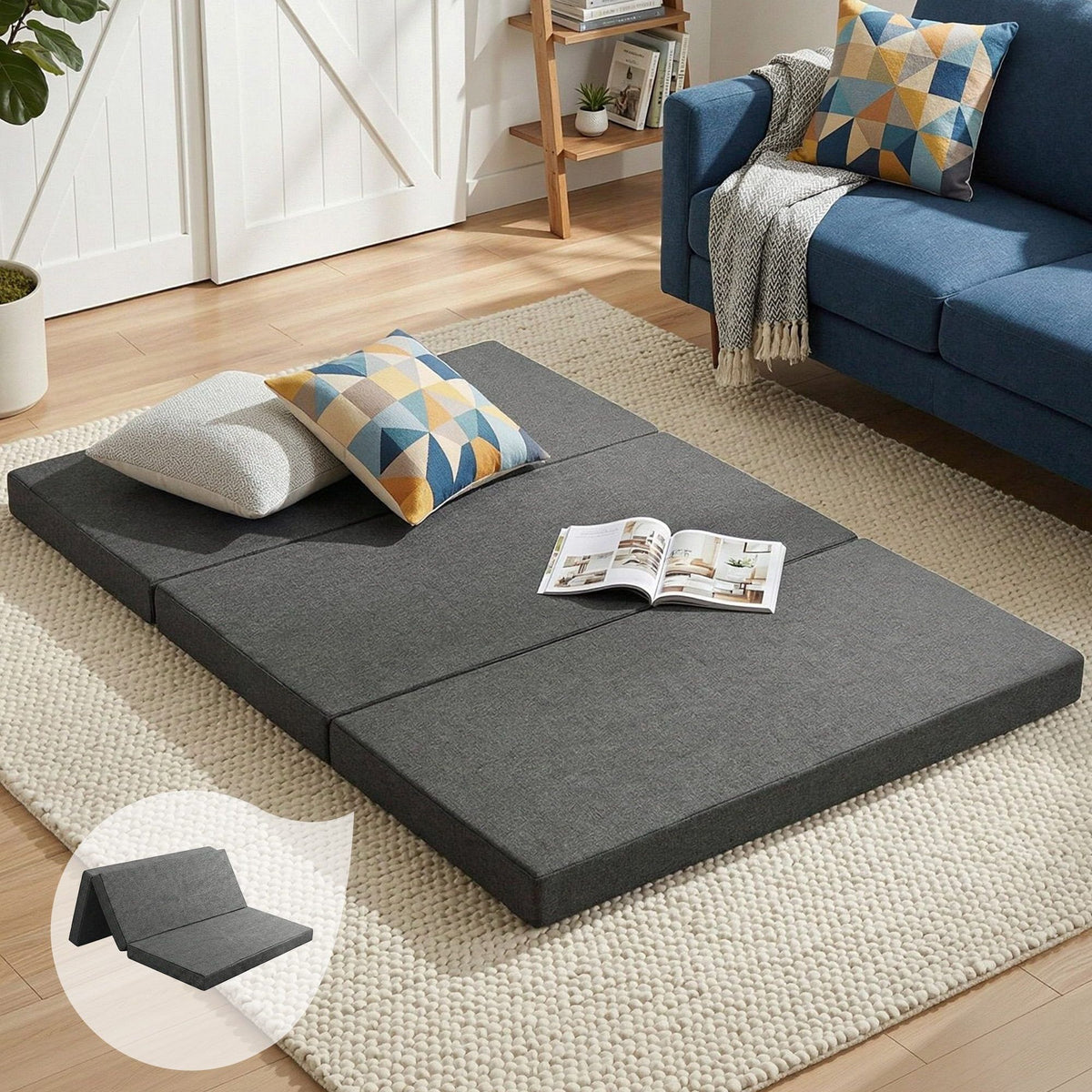 Giselle Bedding Foldable Folding Foam Mattress Double Grey