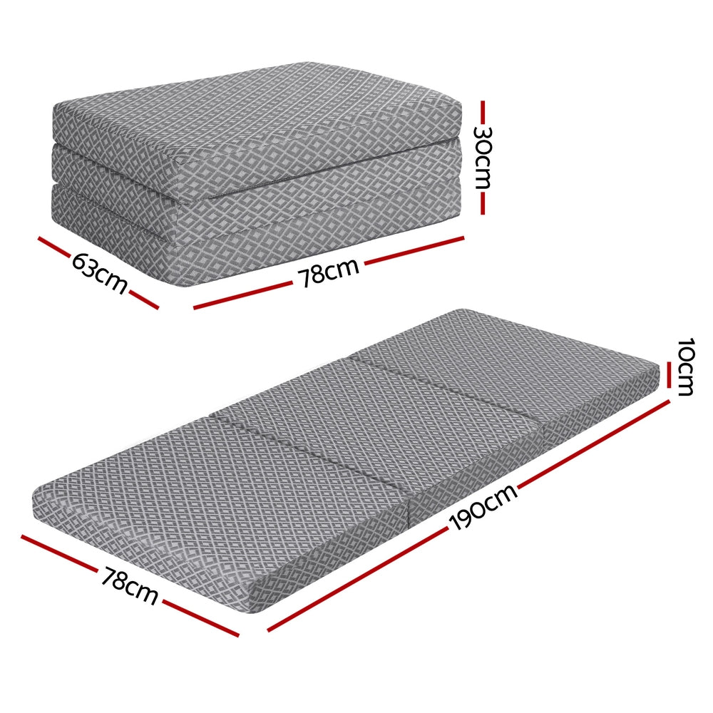 Giselle Trifold Memory Foam Sofa Bed Mattress Grey