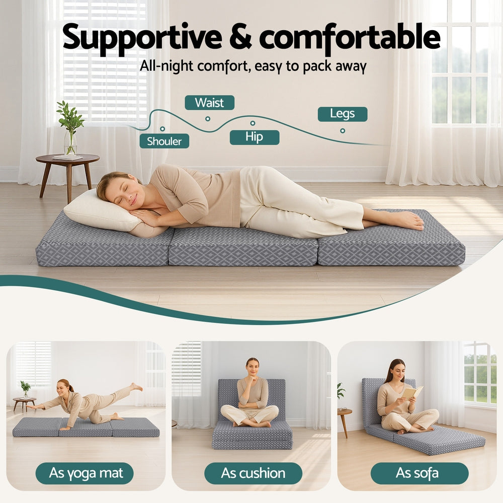Giselle Trifold Memory Foam Sofa Bed Mattress Grey