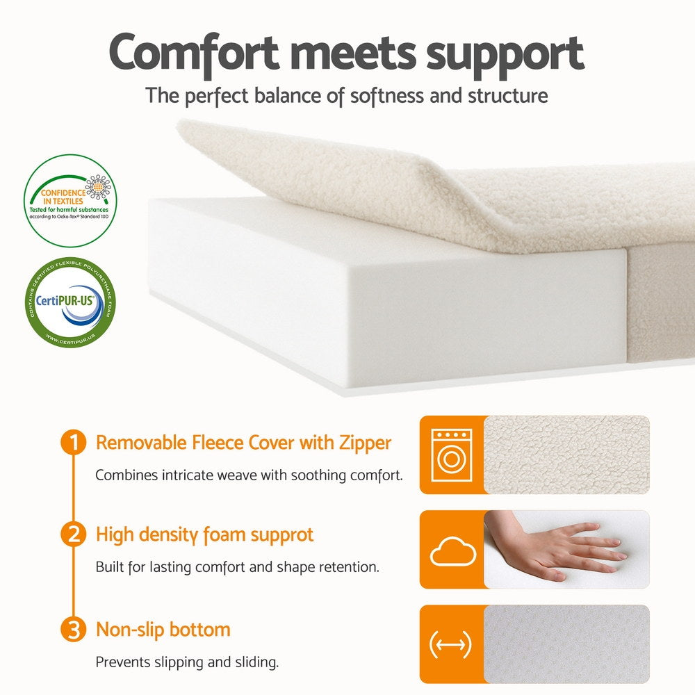 Giselle Bedding Foldable Mattress 3-Fold Foam Sherpa Fleece White