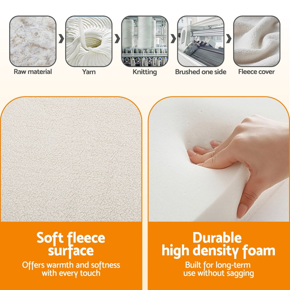 Giselle Bedding Foldable Mattress 3-Fold Foam Sherpa Fleece White