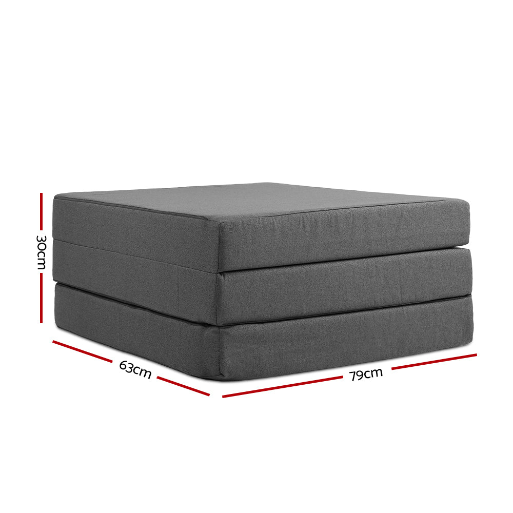 Giselle Single Foldable Foam Mattress Dark Grey