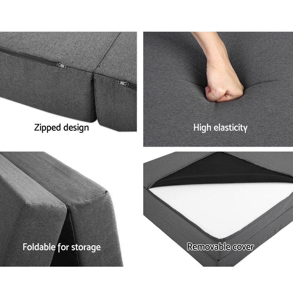 Giselle Single Foldable Foam Mattress Dark Grey