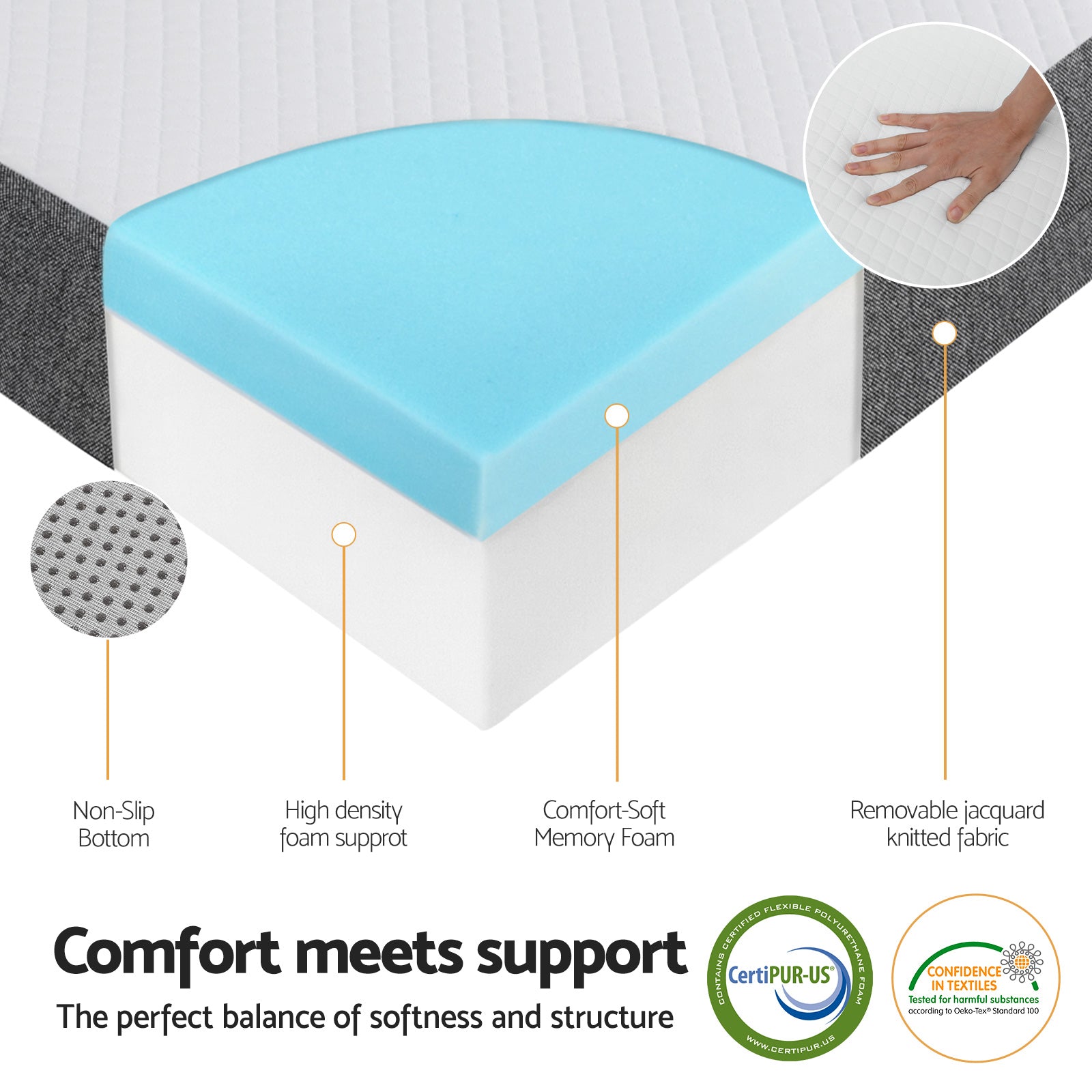 Giselle Queen Foldable Mattress Sofa Bed Tri-Fold Memory Foam Tencel