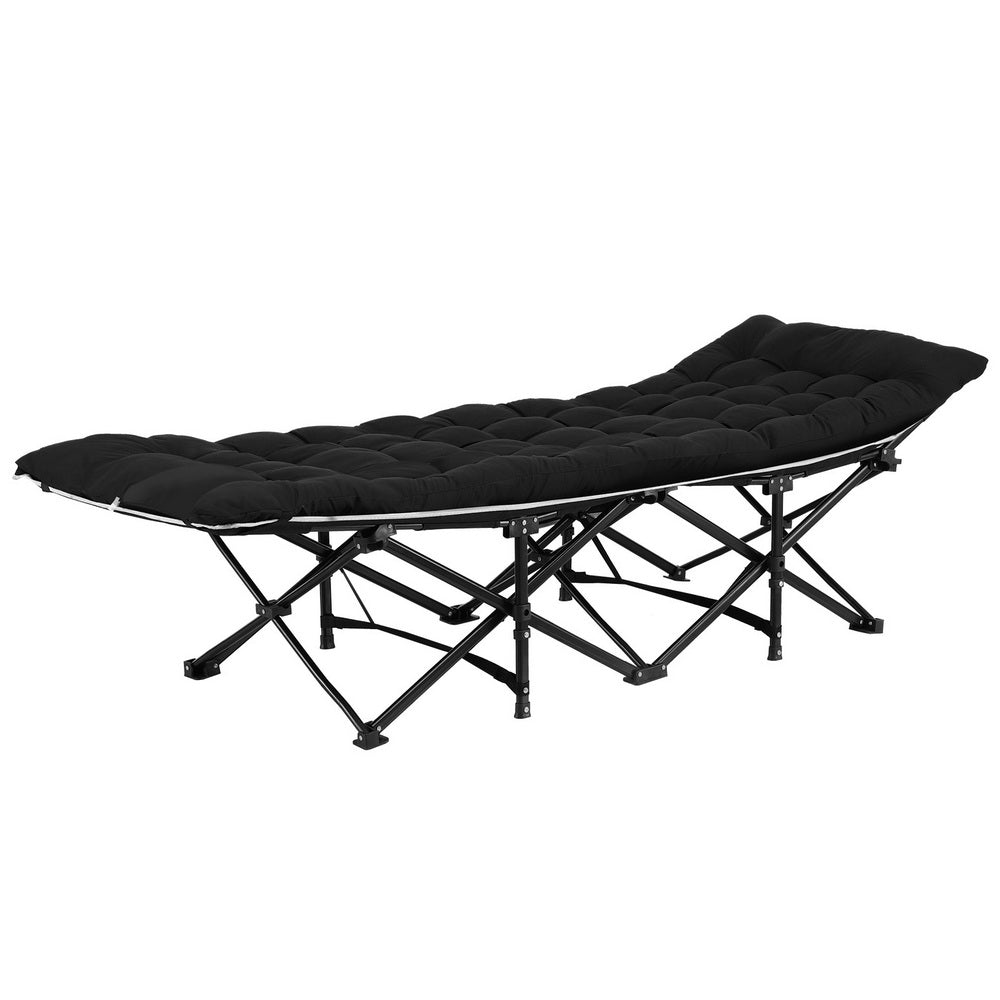 Artiss 185cm Folding Bed with Mattress Heavy Duty Black
