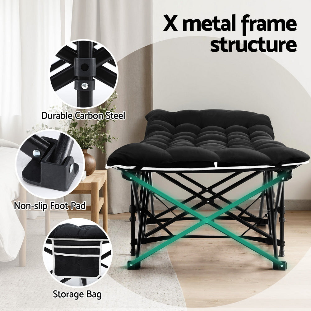 Artiss 185cm Folding Bed with Mattress Heavy Duty Black
