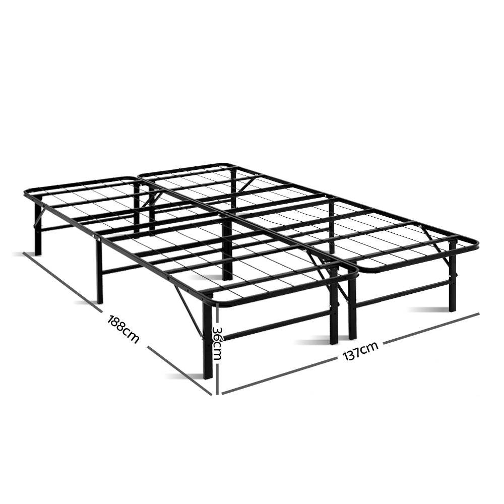 Duoclev Double Folding Metal Bed Frame Black