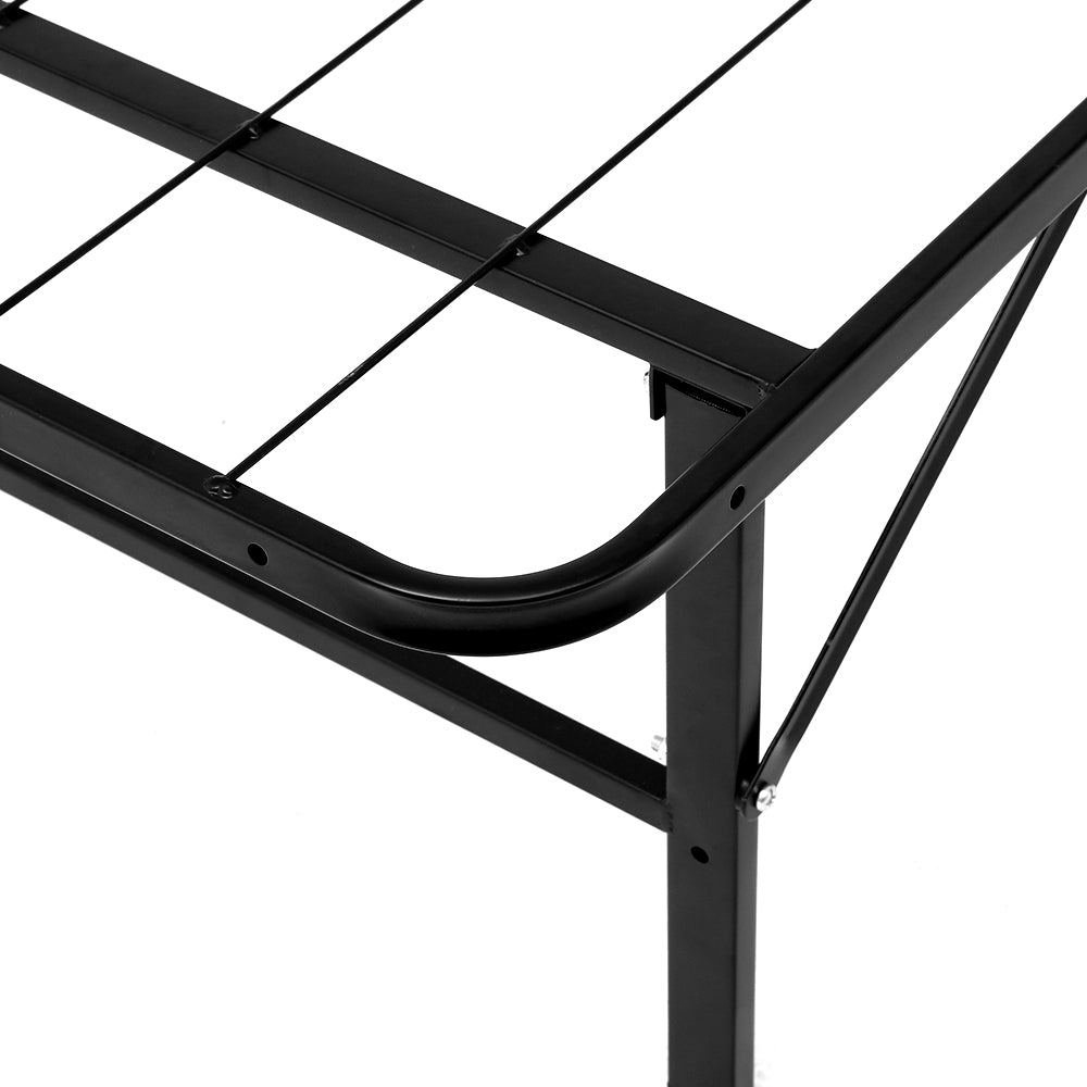 Duoclev King Single Folding Bed Frame Metal Base Black