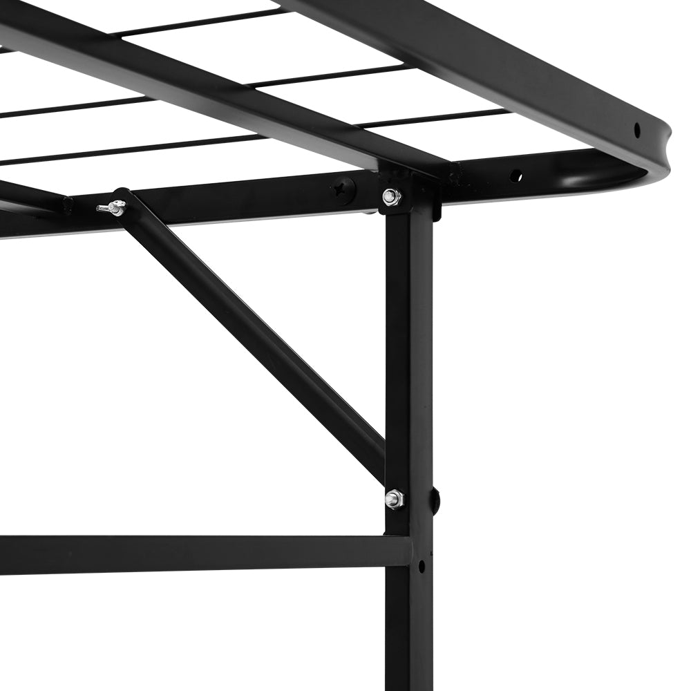 Duoclev King Single Folding Bed Frame Metal Base Black