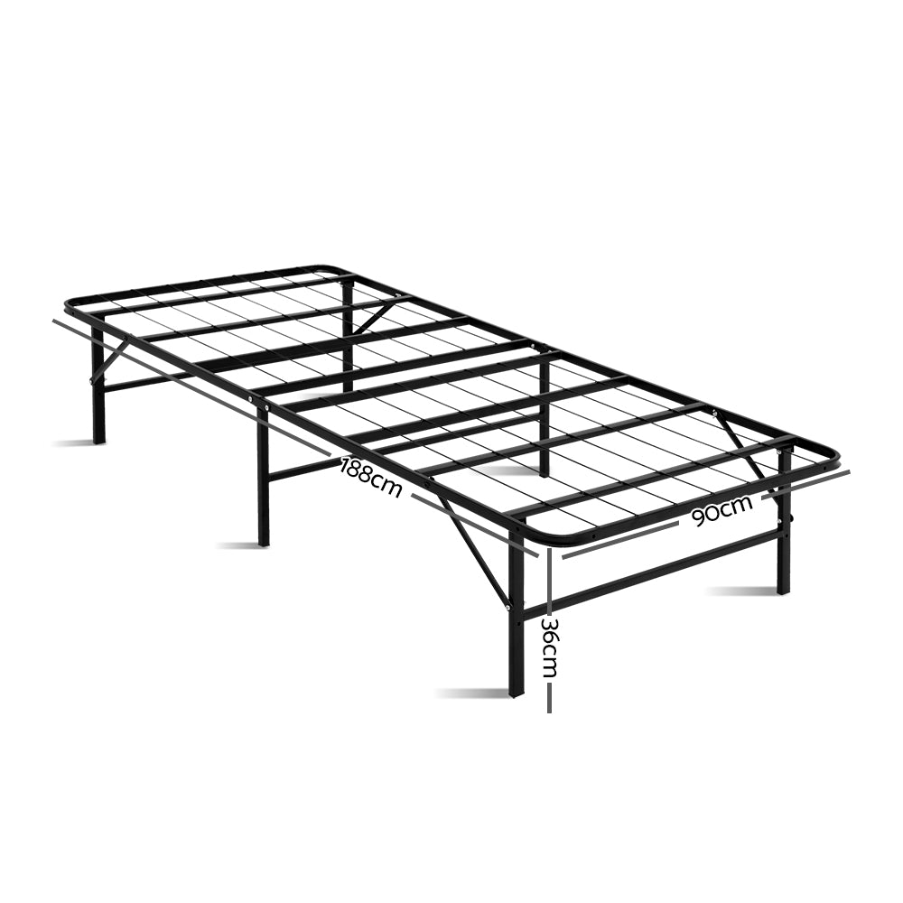 Duoclev Single Folding Bed Frame Metal Base Black