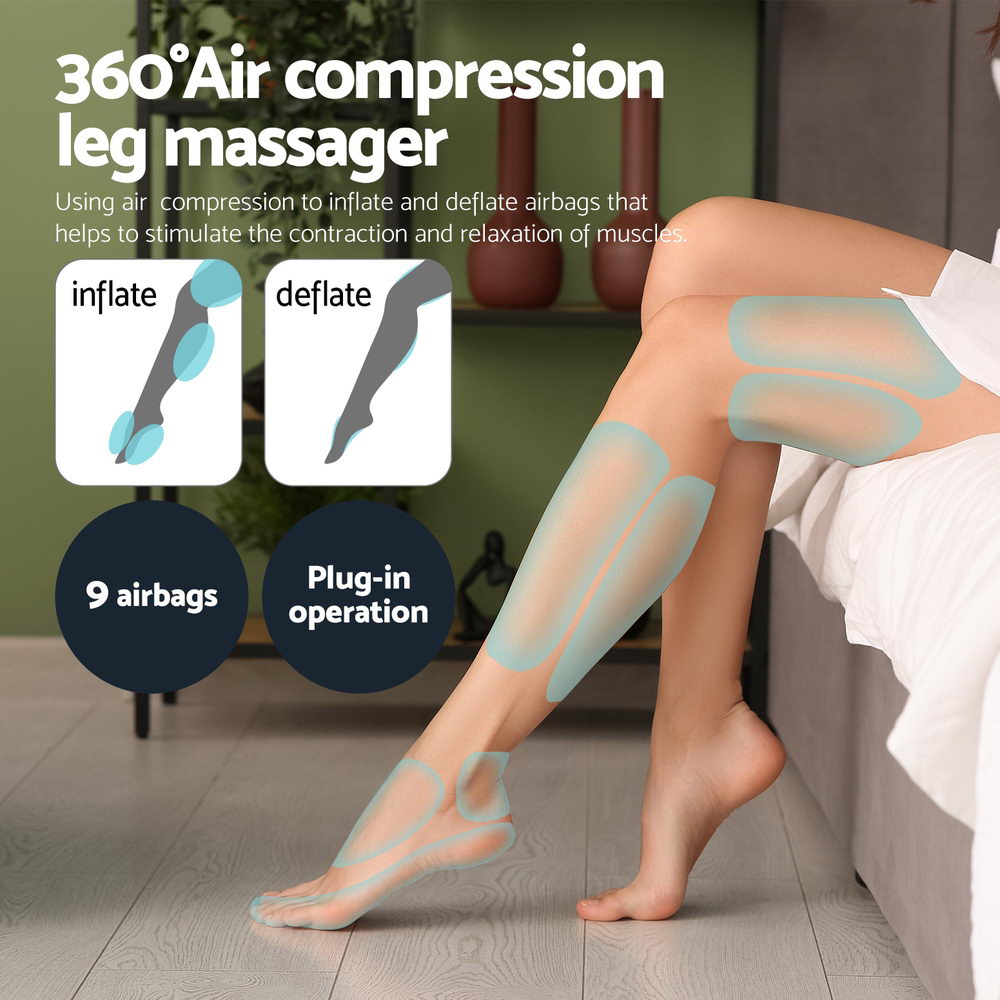 Livemor Leg and Knee Massager Air Compression Heating Grey