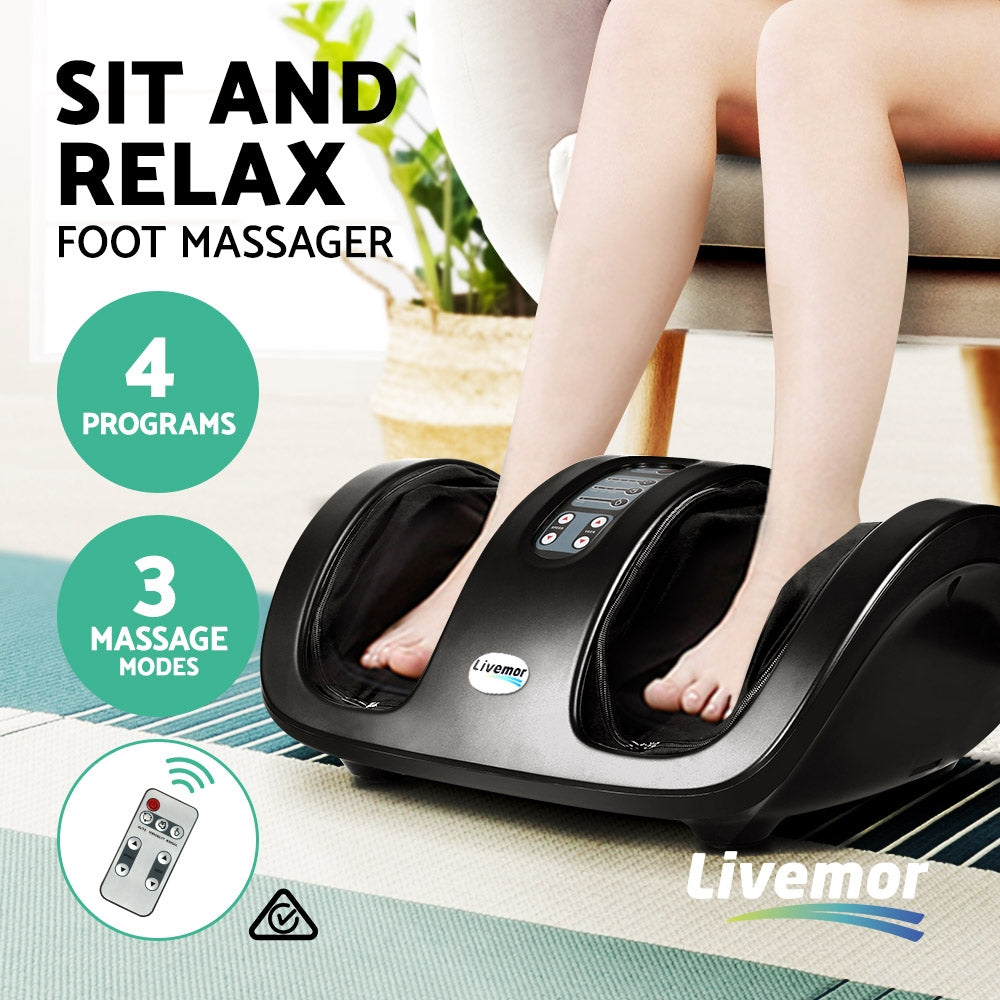 Livemor Electric Shiatsu Foot Massager Roller Kneading Black