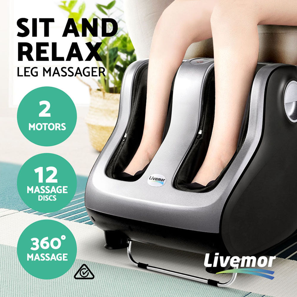 Livemor Foot and Calf Massager Shiatsu Electric Silver