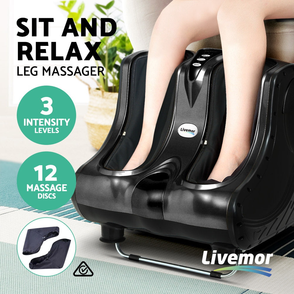 Livemor Foot and Calf Massager Electric Kneading Black