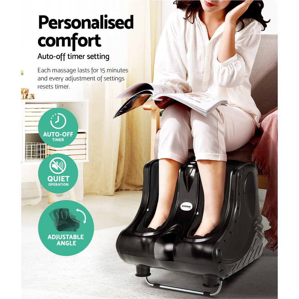 Livemor Foot and Calf Massager Electric Kneading Black