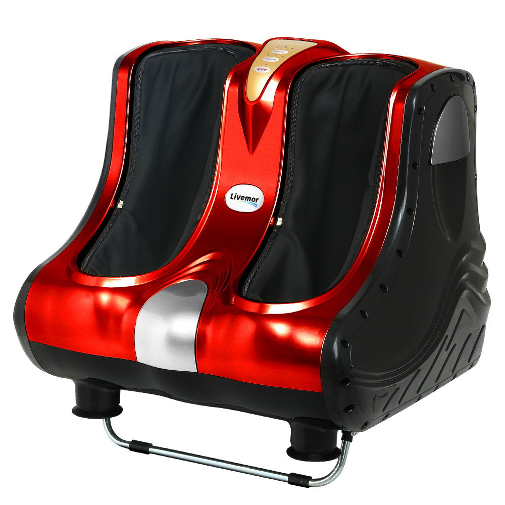Livemor Foot Massager Shiatsu Electric Roller Calf Massager Red