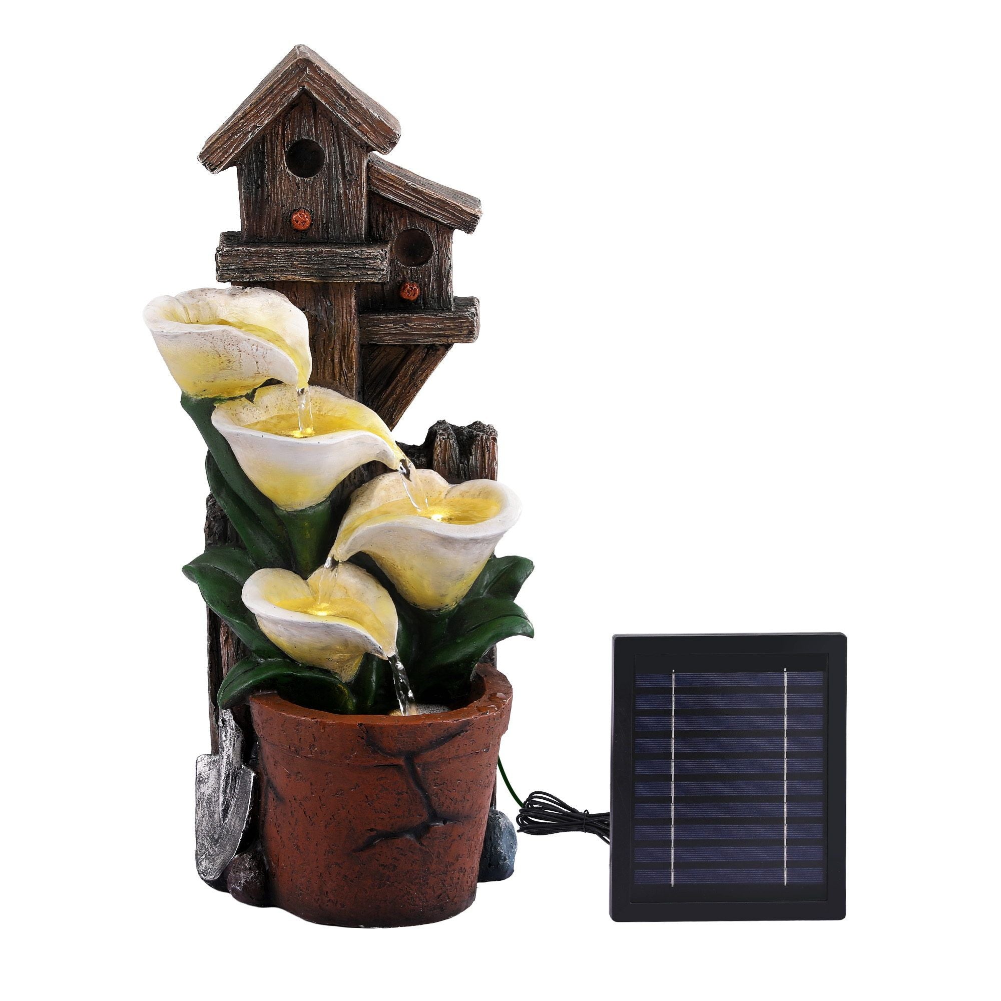 Gardeon Solar Fountains Water Features 4-Tier Cascading Flower Bowls 55cm