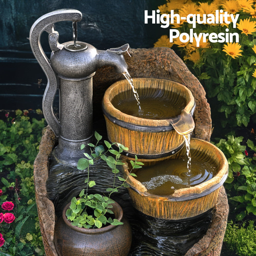 Gardeon 80CM Solar Fountain Cascading Water Feature Outdoor