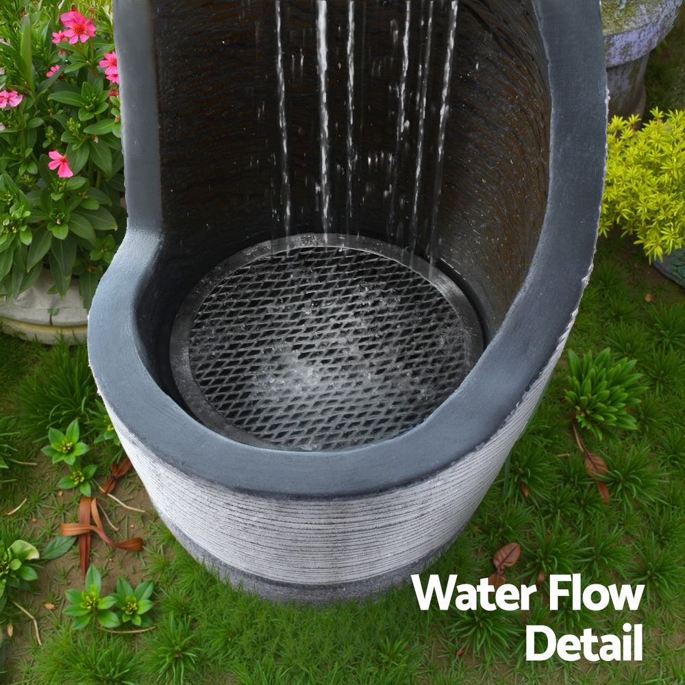 Gardeon 48CM Solar Fountain Bird Bath Cascade Grey