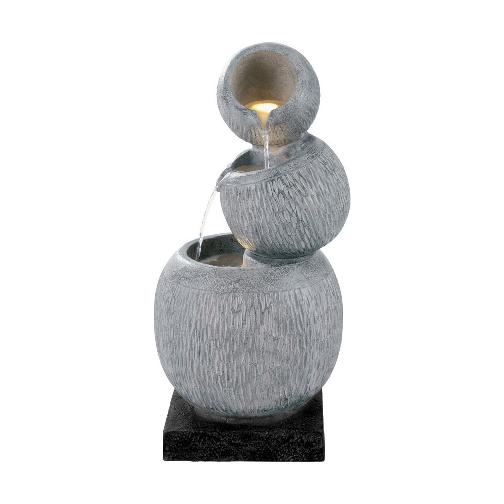 Gardeon 80CM Solar Fountain Bird Bath LED Light Grey
