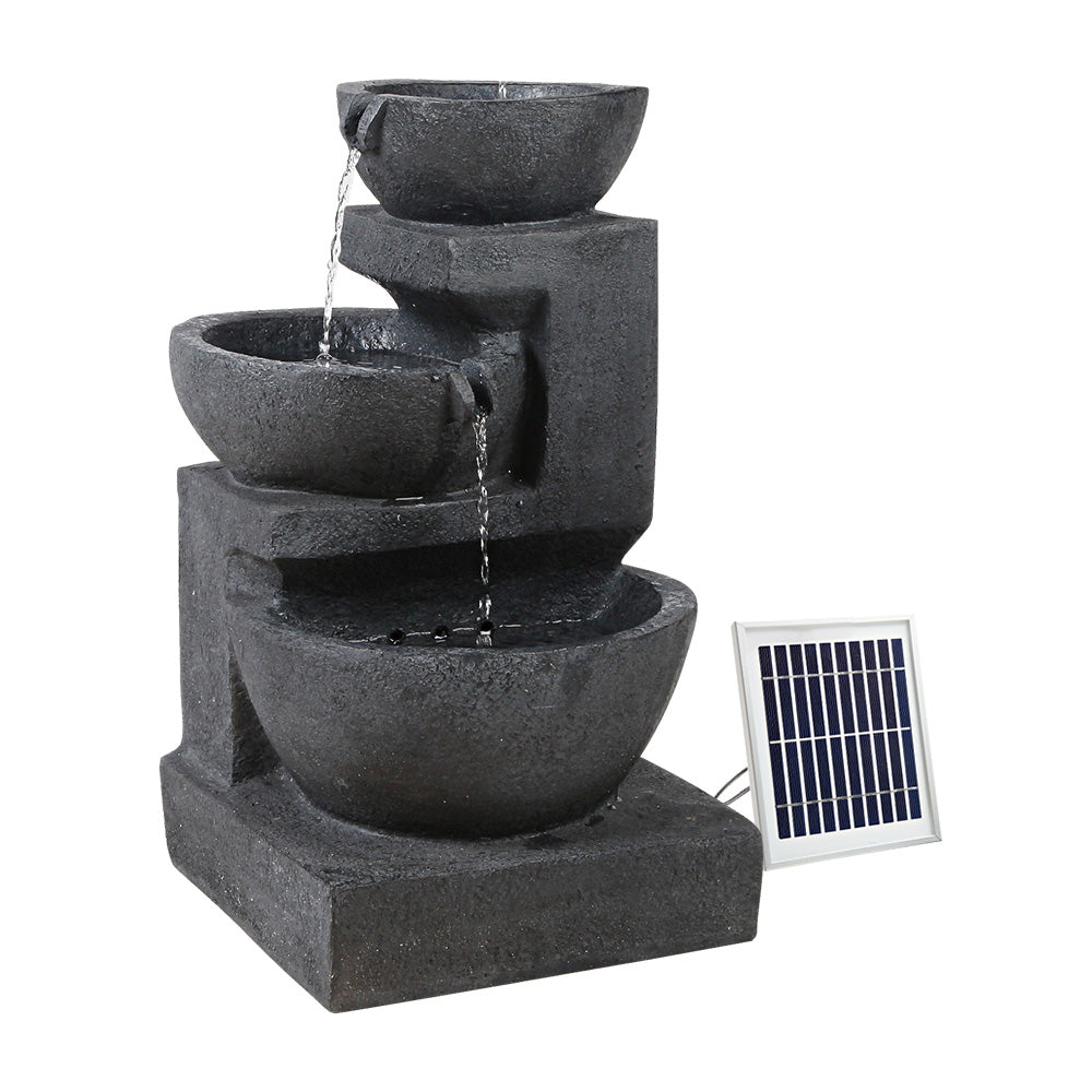 Gardeon 60CM Fountain 3-Tier Bowl Solar Water Feature LED Blue