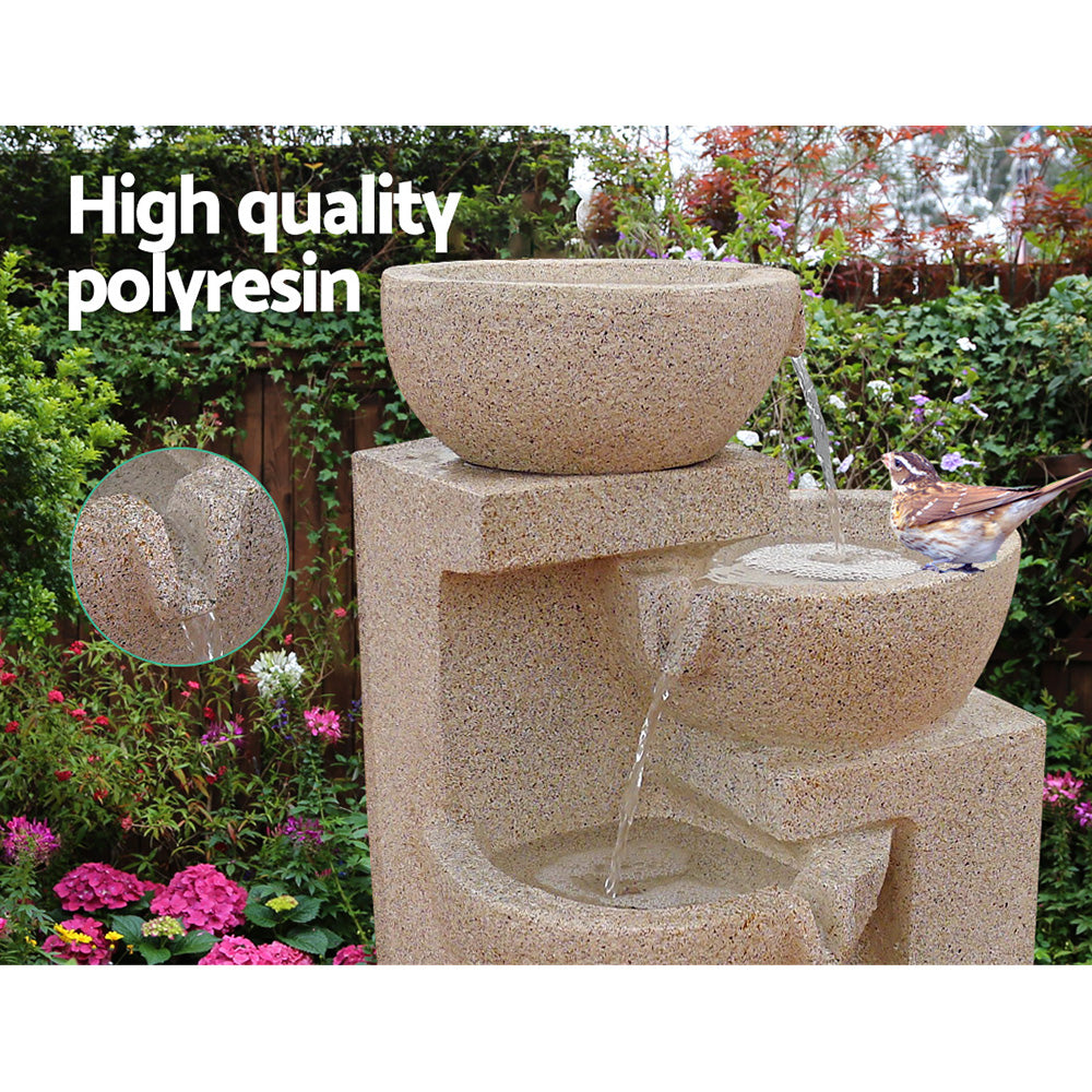 Gardeon 72CM Solar Water Fountain 4-Tier Bowl LED Sand