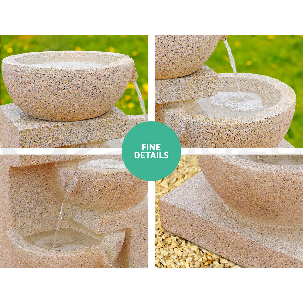 Gardeon 72CM Solar Water Fountain 4-Tier Bowl LED Sand