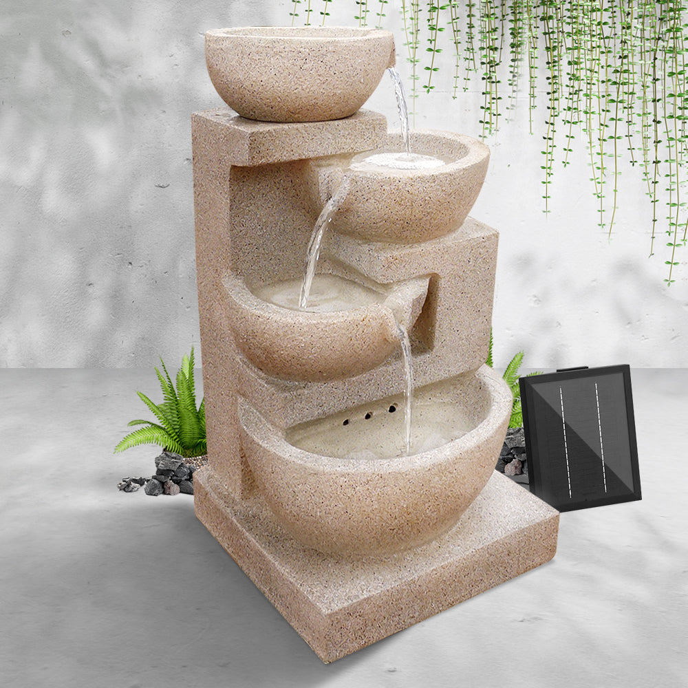 Gardeon 72CM Solar Water Fountain 4-Tier Bowl LED Sand