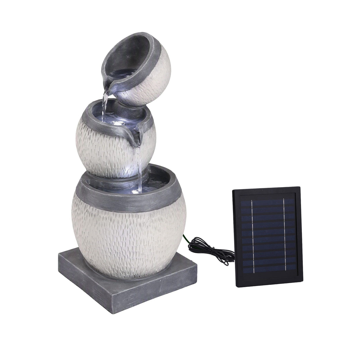 Gardeon Solar Fountain 3 Levels Cascading Bowl Water Feature 52cm Grey