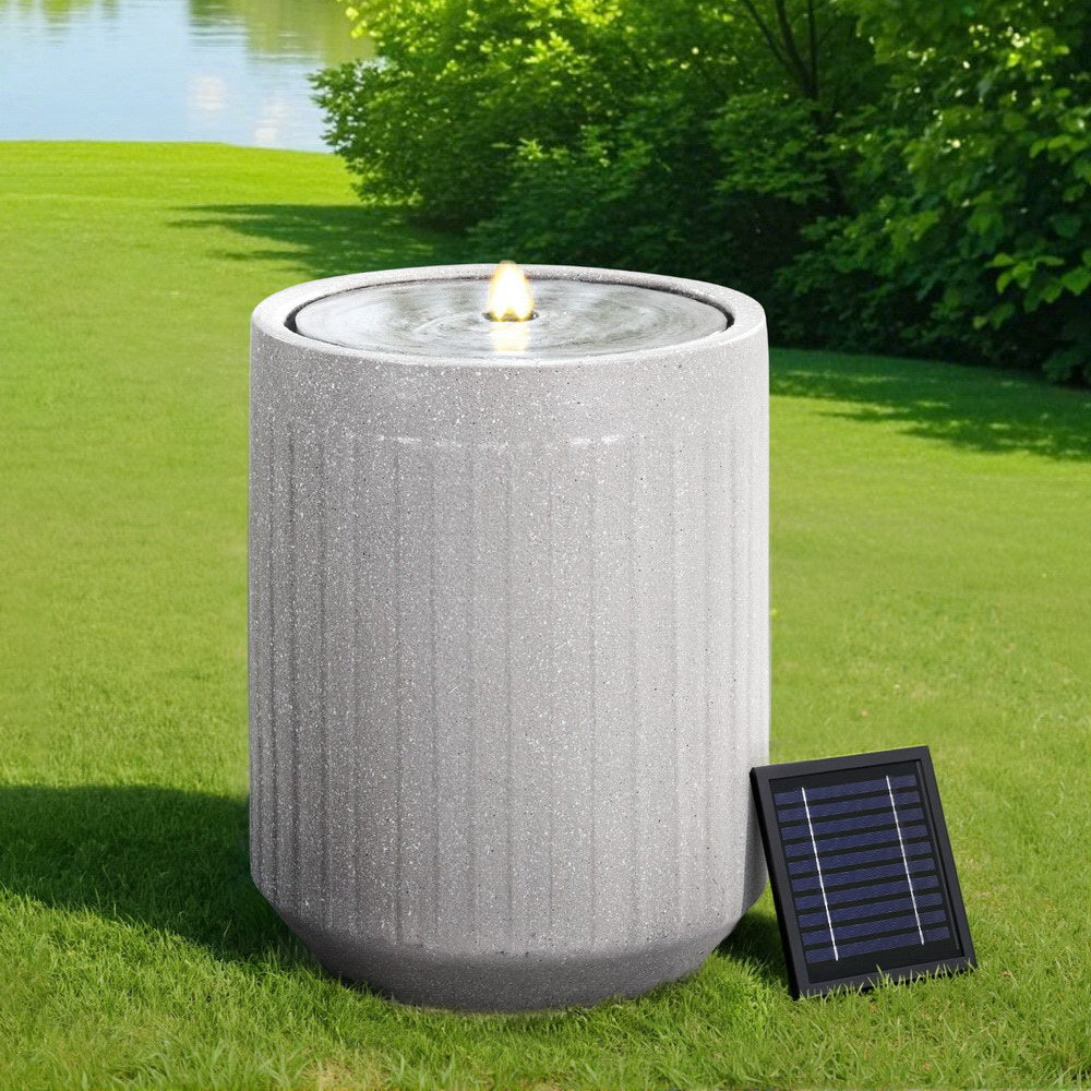 Gardeon Solar Water Fountain Outdoor Feature with LED Lights Beige